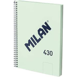 MILAN® Cuaderno A5 con espiral y tapa dura, 80 hojas blancas de 95 gr/m², colección 430 since 1918, verde