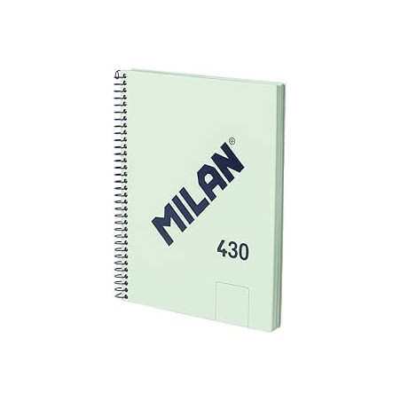 MILAN® Cuaderno A5 con espiral y tapa dura, 80 hojas blancas de 95 gr/m², colección 430 since 1918, verde